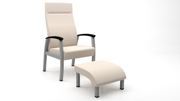 Koncert Metal High Back Visitor Chair shown with KOT00 Ottoman