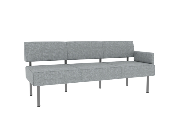 Three Seat Lounge Chair with Right Arm